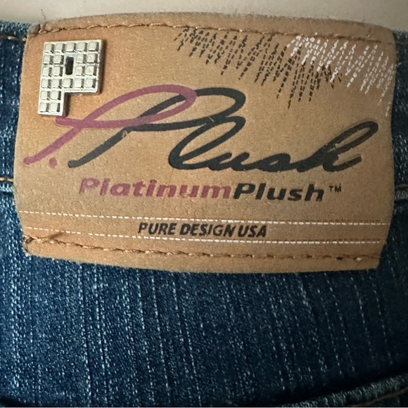 Platinum Plush Straight Leg Denim Studded Rhinestone Tuxedo Stripe Blue Jeans 7 - Picture 7 of 10